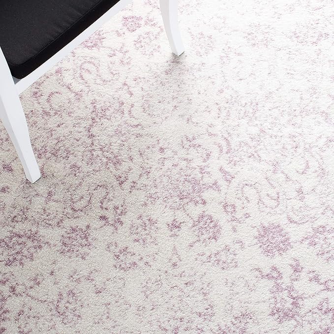 SAFAVIEH Area Rug 8x10 - Adirondack Collection - Large - Ivory & Lavender, Distressed Vintage Floral Design, Non-Shedding & Easy to Clean, Ideal for Living Room, Bedroom, Dining Space (ADR109U)