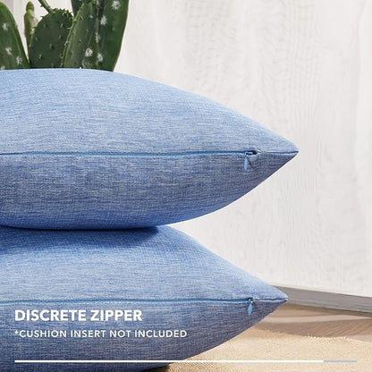 Deconovo Decorative Throw Pillow Covers - Set of 4 Soft Linen Cushion Covers, 18x18 Inch, Green & Machine Washable Pillowcases for Sofa, Bedroom, Living Room Décor, Dark Blue
