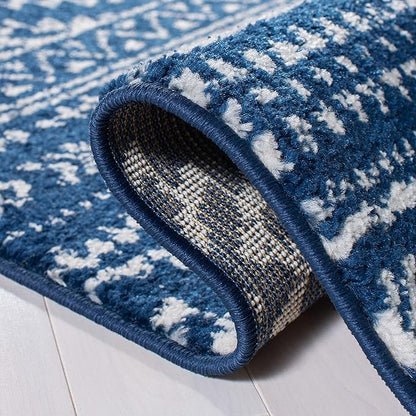 SAFAVIEH Tulum Collection Runner Rug - 2' x 8', Navy & Ivory, Moroccan Boho Tribal Design, Non-Shedding & Easy to Clean, Ideal for Living Room, Hallway, Foyer, Entryway, Bedroom (TUL272N)