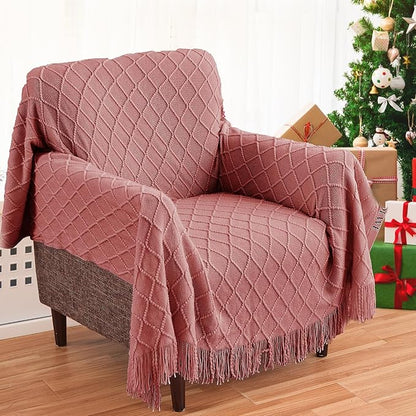 inhand ChristmasThrow Blankets for Couch, Gifts for Women Cozy Home Decor Knit Blanket, Coral Pink Lightweight Decorative Blankets and Throws, Farmhouse Warm Woven Blanket for Men and Women, 60"x80"