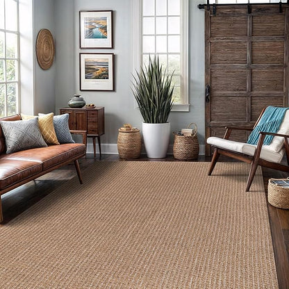 Easy Jute Rug 5x7 Indoor Outdoor Natural Rugs Solid Fiber Rug Woven Area Rug Boho Easy Clean Inside Carpet for Living Room Bedroom Dining Room Hallway or Outdoor Patio Porch (5 X 7 Natural)