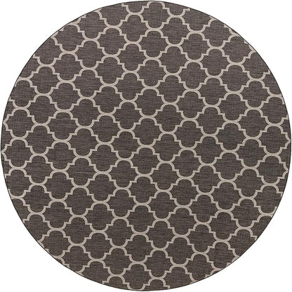 Unique Loom Outdoor Trellis Collection Area Rug - Trellis (Round 13' 0" x 13' 0", Black/ Ivory)