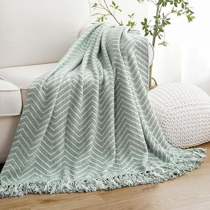 BATTILO HOME Sage Green Throw Blanket for Couch, Decorative Knit Seafoam Green Throw Blanket for Bed, Super Soft Sage Green Room Decor, 50"x60"