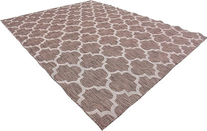 Unique Loom Outdoor Trellis Collection Area Rug (9' x 12' Rectangle, Brown/ Ivory)