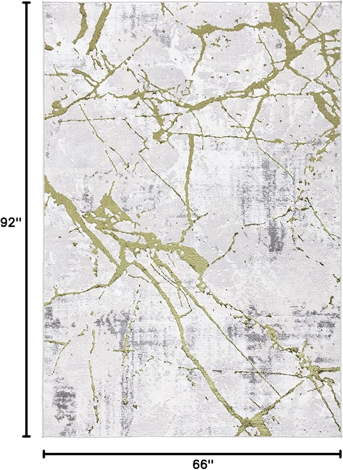 SAFAVIEH Amelia Collection Area Rug - 5'5" x 7'7", Grey & Green, Modern Abstract Design, Non-Shedding & Easy Care, Ideal for High Traffic Areas in Living Room, Bedroom (ALA293J)