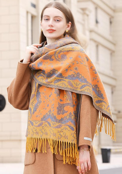 Wander Agio Warm Fashion Scarf Long Shawl Large Blanket Winter Wraps Scarves for Women Cashmere Jacquard Vintage Paisley
