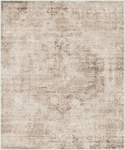 Tan Rugs for Living Room - 10x12 Vintage Large Floor Carpet Rug for Dining Room Under Table, Washable Non Slip with Rubber Backed