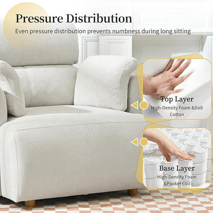 Modern Oversized Accent Chair with Storage Ottoman & Side Pillows, Snowflake Fleece Upholstered Chaise Lounge Chair, Deep Seat Reading Chair for Living Room, 350lbs Capacity