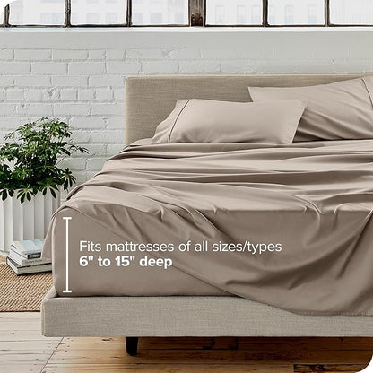 Bare Home Full Sheet Set - Luxury 1800 Ultra-Soft Microfiber Full Bed Sheets - Double Brushed - Deep Pockets - Easy Fit - 4 Piece Set - Bedding Sheets & Pillowcases (Full, Khaki)
