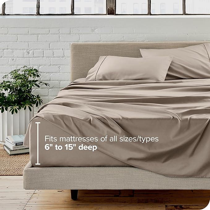 Bare Home Ultra-Soft King Sheet Set - Luxury 1800 - Hydro-Brushed - Deep Pockets - Easy Fit - 4 Piece Set - Bedding Sheets & Pillowcases (King, Khaki)