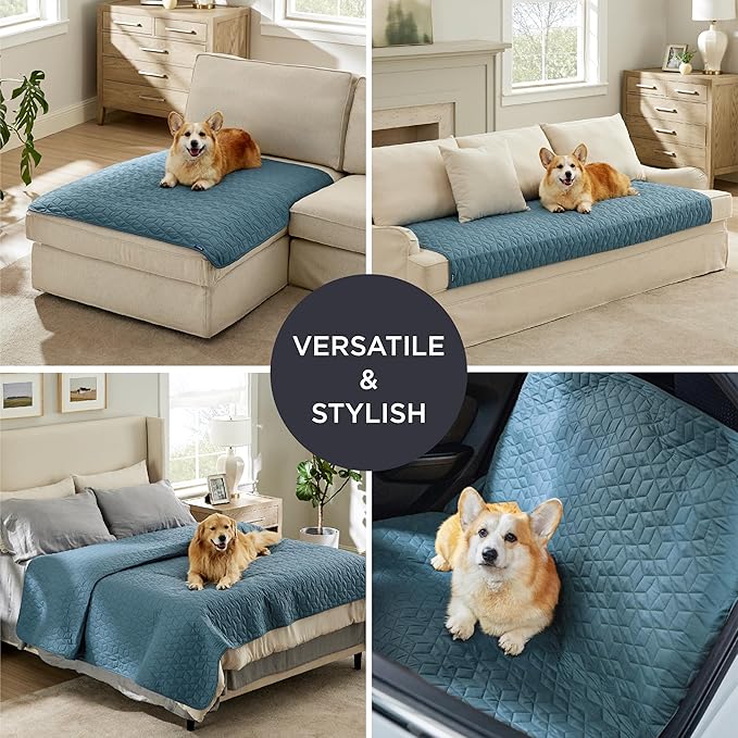 Bedsure 100% Waterproof Couch Cover for Dogs Washable - Non Slip Waterproof Dog Blanket for Couch Sofa, Lightweight Furniture Protector Durable for Pet Cat Puppy with Non-Slip Bottom, Blue, 40x50IN