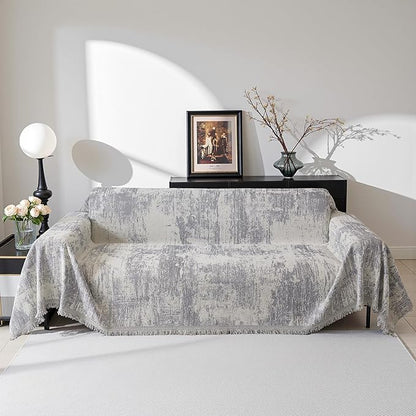 MEETSKY Couch Cover Sofa Cover Washable, Geometric Abstract Geometric Boho Sofa Covers for 2 Cushion Couch Sofa, Sofa Slipcover Love seat Pet Couch Covers for Sectional Sofa, 71" x 118", Light Grey