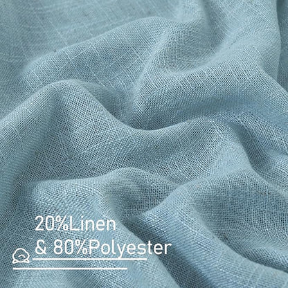 LAMIT Stone Blue Linen Curtains 45 Inch Length 2 Panels, Light Filtering Panels Back Tab and Rod Pocket Country Decor Drapes for Kitchen/Window/Loft Room/Bedroom, 34 x 45 Inch