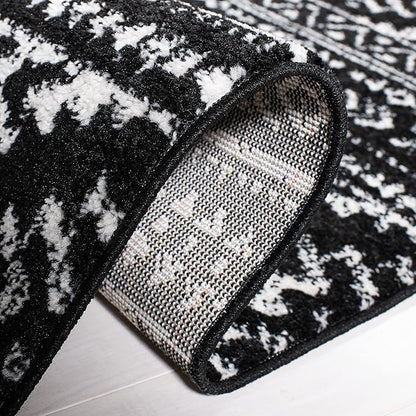 SAFAVIEH Tulum Collection Runner Rug - 2' x 13', Black & Ivory, Moroccan Boho Tribal Design, Non-Shedding & Easy to Clean, Ideal for Living Room, Hallway, Foyer, Bedroom (TUL272Z)