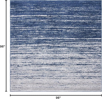 SAFAVIEH Adirondack Collection Area Rug - 8' Square, Navy & Grey, Modern Ombre Design, Non Shedding & Easy to Clean, Ideal for Living Room, Bedroom, Office, Dining Space (ADR113E)