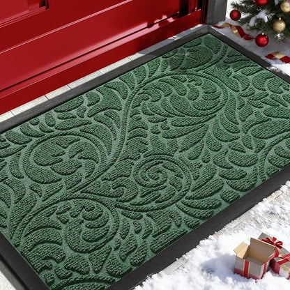 Yimobra Large Door Mat Outside Entrance 36x24, Waterproof Sturdy Outdoor Mats for Front Door, Heavy Duty Non-Slip Doormat for Garage Patio Entryway Indoor, Easy Clean, Green