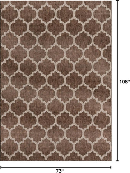 Unique Loom Outdoor Trellis Collection Area Rug (6' 1" x 9' Rectangle, Brown/ Ivory)