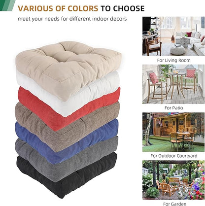 RACE LEAF 17" x 17" Patio Chair Cushions Beige - Outdoor/Indoor Tufted Memory Foam Chair Pads Set of 2, Water-Resistant Olefin Chair Seat Cushion Non-Slip Backing
