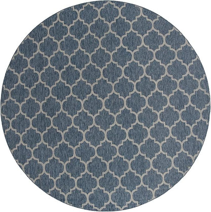 Unique Loom Outdoor Trellis Collection Area Rug - Trellis (Round 13' 0" x 13' 0", Navy Blue/ Ivory)