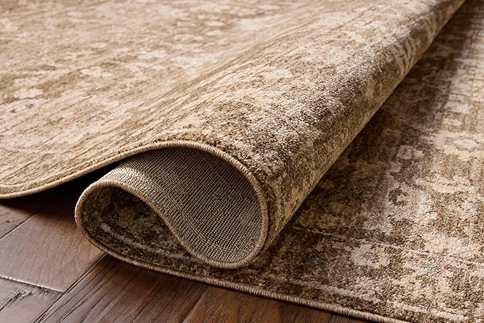 Loloi Chris Loves Julia Palma Collection PLM-09 Brown/Earth 6'-3" x 9'-6" Fringe Area Rug Vintage Style Boho Living Room Bedroom Carpet