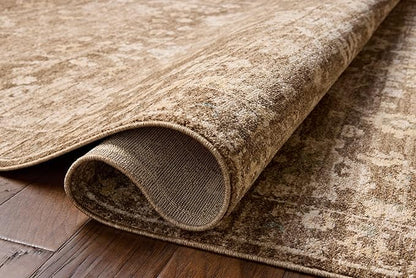 Loloi Chris Loves Julia Palma Collection PLM-09 Brown/Earth 6'-3" x 9'-6" Fringe Area Rug Vintage Style Boho Living Room Bedroom Carpet