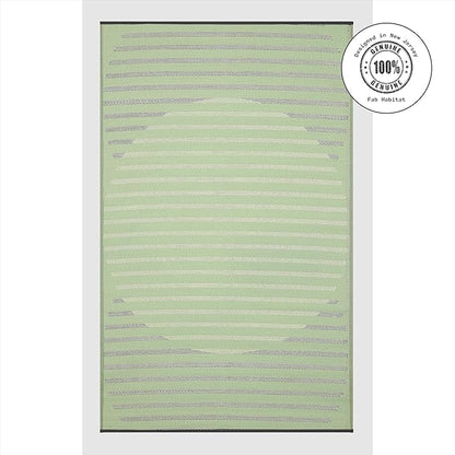 Fab Habitat Striped Outdoor Rug - Waterproof, Fade Resistant, Crease-Free - Premium Recycled Plastic - Porch, Deck, Balcony, Mudroom, Laundry Room, Patio - Kyoto - Green - 3 x 5 ft