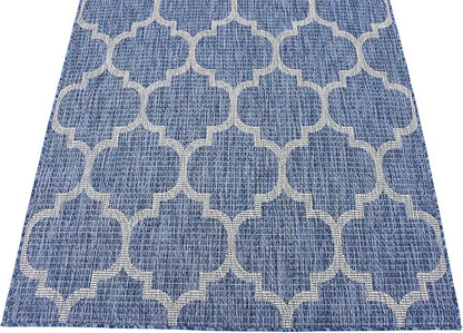 Unique Loom Outdoor Trellis Collection Area Rug (4' 1" x 6' 1" Rectangle, Navy Blue/ Ivory)