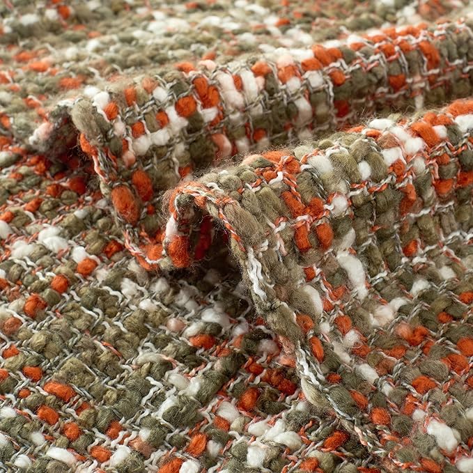 Multi-Color Orange Cable Knitted Throw Blanket for Couch,60"X80" Boho Style Textured Blankets for Home Decor,Super Soft Warm Cozy Chunky Knit Blanket with Decorative Tassels for Bed and Sofa