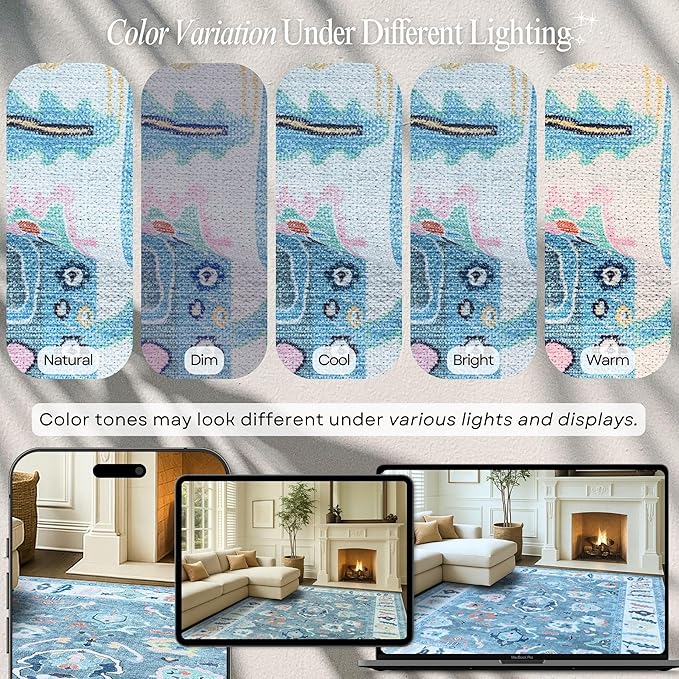 Fame Rugs Teal Modern Oushak Rug 2'6"x10, Vintage Turkish Colorful Oriental Antique Inspired Foldable Long Washable Runner Rugs, Luxury Living Room Bedroom (995T, 2'6" x 10')