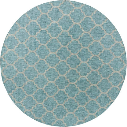 Unique Loom Outdoor Trellis Collection Area Rug - Trellis (Round 10' 8" x 10' 8", Aquamarine/ Gray)
