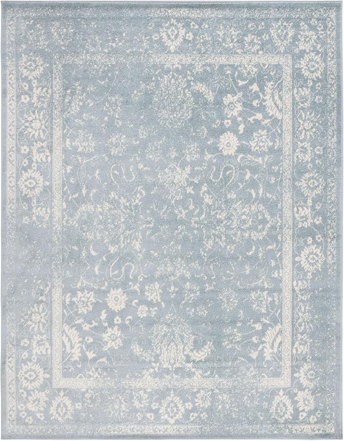 SAFAVIEH Area Rug 12x18 - Adirondack Collection - Large - Slate & Ivory, Distressed Vintage Floral Design, Non-Shedding & Easy to Clean, Ideal for Living Room, Bedroom, Dining Space (ADR109T)