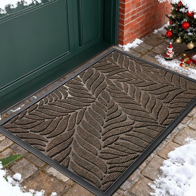 Yimobra 36x24 Large Door Mat Outdoor Indoor, All-Season Waterproof Door Mat Outside Entrance, All-Weather Non-Slip Outside Doormat for Garage Patio Entryway, Brown