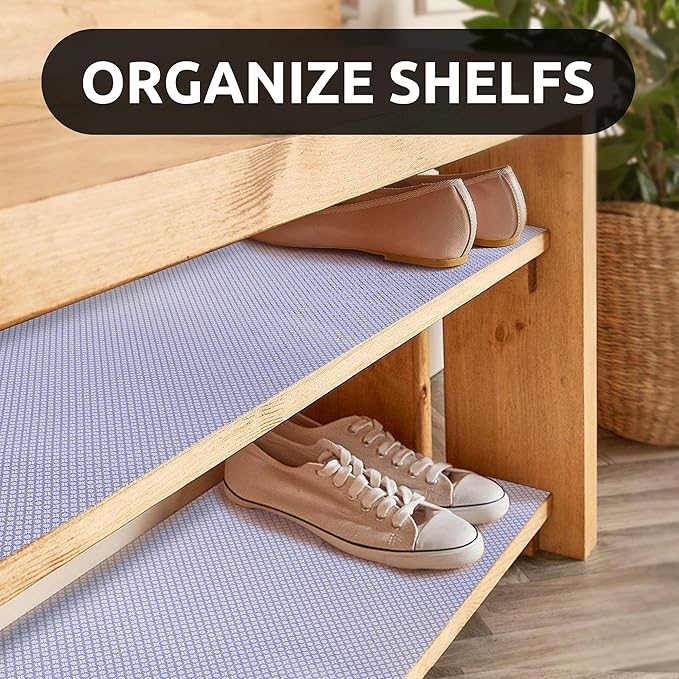 RAY STAR 18X96 Inch Shelf Liner for Kitchen Cabinets, Non-Adhesive Cabinet Liner Washable, PVC Drawer Liner for Dresser Non-Slip Bathroom (Blue Circle)(4 Roll)