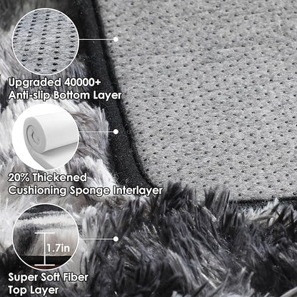 ONASAR Black and White Area Rugs for Living Room Bedroom, 5x8 Fluffy Rug, Washable Soft Plush Shag Floor Carpet for Nursery Kids Girls Boys Teen Baby Dorm Bedside Playroom Indoor Home Decor Aesthetic