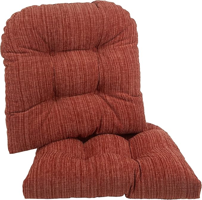 Klear Vu Gripper Overstuffed Universal Non-Slip Dining Chair Cushions for Kitchen Decor or Office Use, U-Shaped Skid-Proof Seat Pad, 17x17 Inches, 2 Count (Pack of 1), Clay