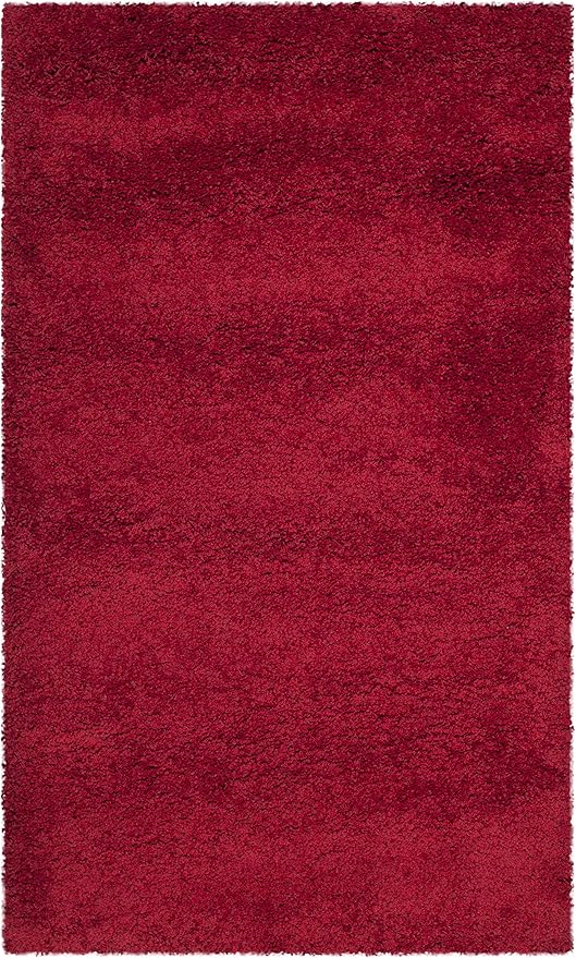 SAFAVIEH Milan Shag Collection Accent Rug - 3' x 5', Red, Solid Design, Non-Shedding & Easy Care, 2-inch Thick Ideal for High Traffic Areas in Entryway, Living Room, Bedroom (SG180-4040)