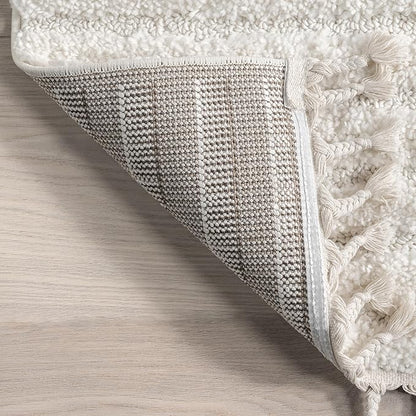 nuLOOM Risette Ivory, 6' Round, Geometric, Soft and Textured, High Traffic, Stain Resistant, Easy Clean, Durable Area Rug for Bedroom, Living Room, Dining Space, Den, Foyer, Entryway