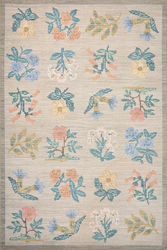 Loloi Rifle Paper Co. Rosa Collection RSA-03 Cream 7'-6" x 9'-6" Area Rug