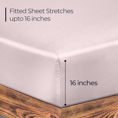 ROYALE LINENS 300 Thread Count 100% Long Staple Combed Cotton Fitted Sheet Twin XL - Super Soft Deep Pocket Bottom Sheet - Fitted Sheets Only - Elastic Sheets (Twin XL, Lavender)
