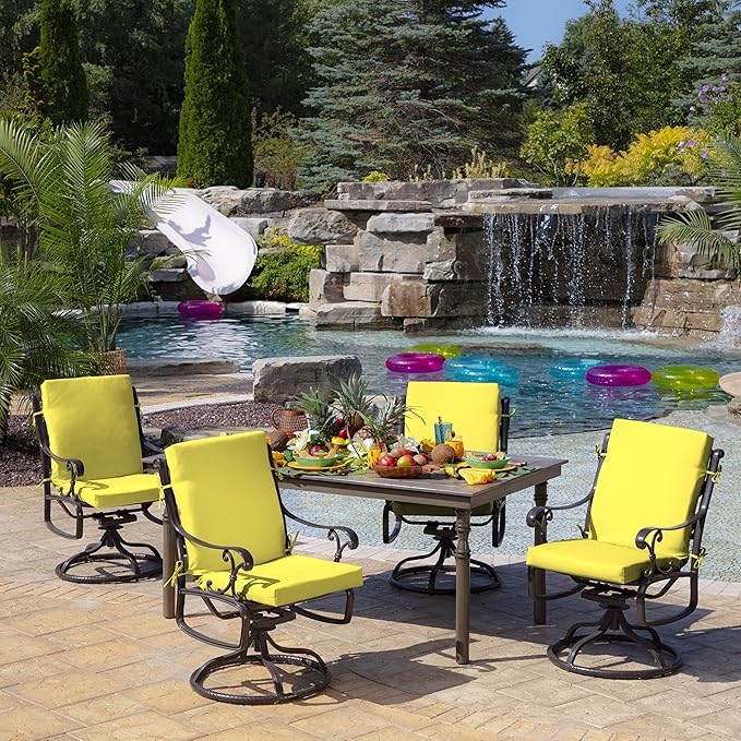 Arden Selections Outdoor Dining Chair Cushion 20 x 20, Lemon Yellow Leala