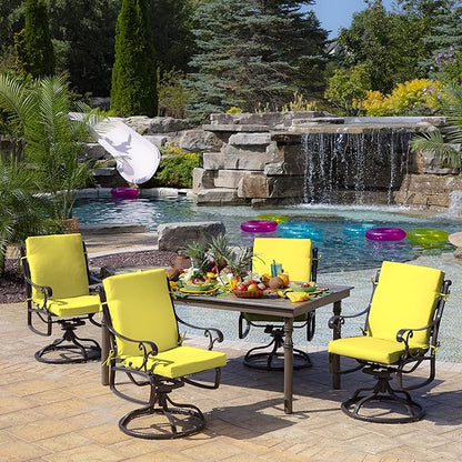 Arden Selections Outdoor Dining Chair Cushion 20 x 20, Lemon Yellow Leala