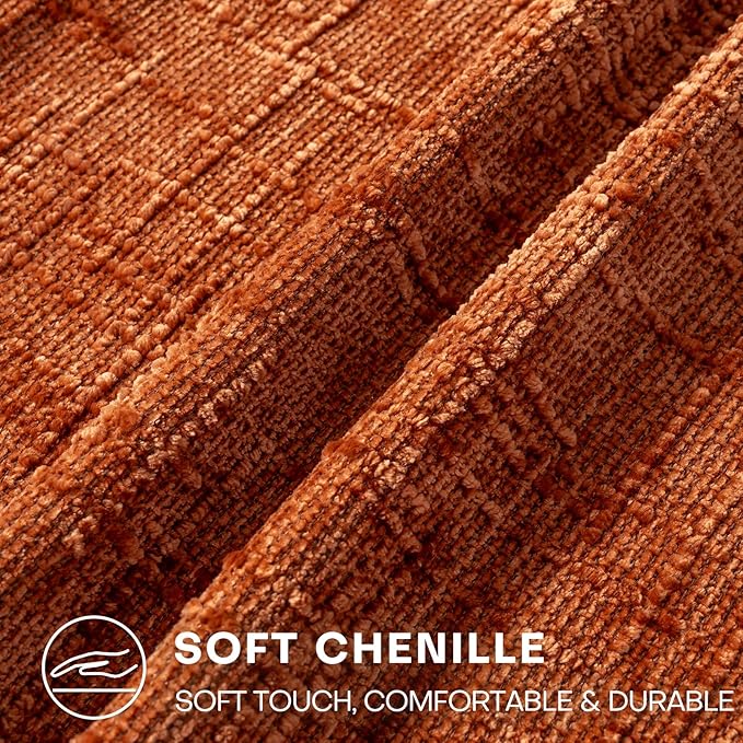 Decorative Throw Pillow Covers 18x18 Inch Set of 2, Soft Solid Farmhouse Chenille Couch Pillows, Spring Pillow Covers for Couch Sofa Bed Living Room Home Decor Pillowcase, Rust