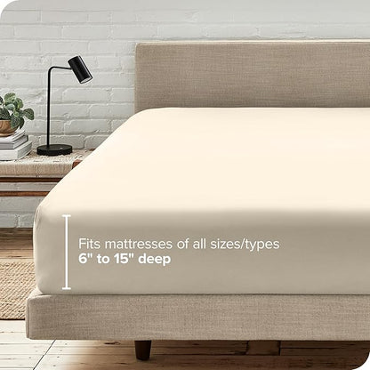 Bare Home Fitted Bottom Sheet King Size - Premium 1800 Microfiber - Ultra-Soft Hotel Luxury - Deep Pocket - Durable and Long Lasting (King, Sand)