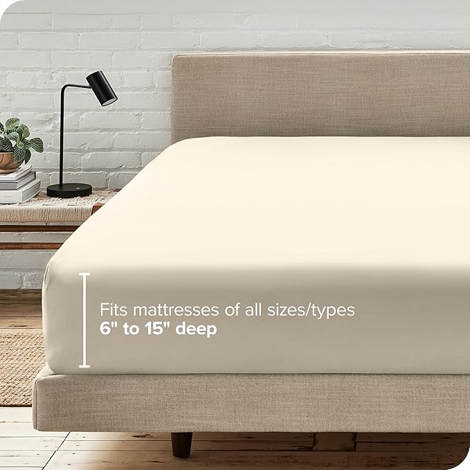 Bare Home Fitted Bottom Sheet California King Size - Premium 1800 Microfiber - Ultra-Soft Hotel Luxury - Deep Pocket - Durable and Long Lasting - Cal Fitted Sheet (California King, Sand)