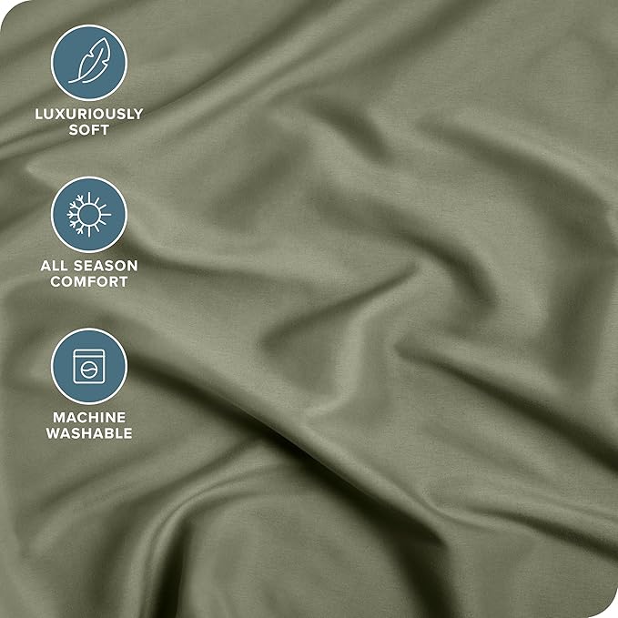 Bare Home Fitted Bottom Sheet Queen Size - Premium 1800 Microfiber - Ultra-Soft Hotel Luxury - Deep Pocket - Durable and Long Lasting (Queen, Sage)