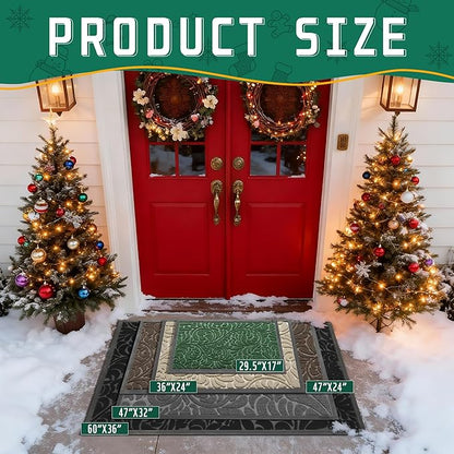 Yimobra Large Door Mat Outside Entrance 36x24, Waterproof Sturdy Outdoor Mats for Front Door, Heavy Duty Non-Slip Doormat for Garage Patio Entryway Indoor, Easy Clean, Green