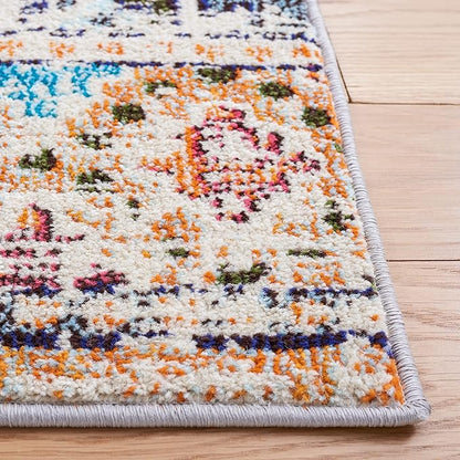 SAFAVIEH Madison Collection Area Rug - 10' x 14', Orange & Beige, Boho Diamond Distressed Design, Non-Shedding & Easy Care, Ideal for High Traffic Areas in Living Room, Bedroom (MAD418P)