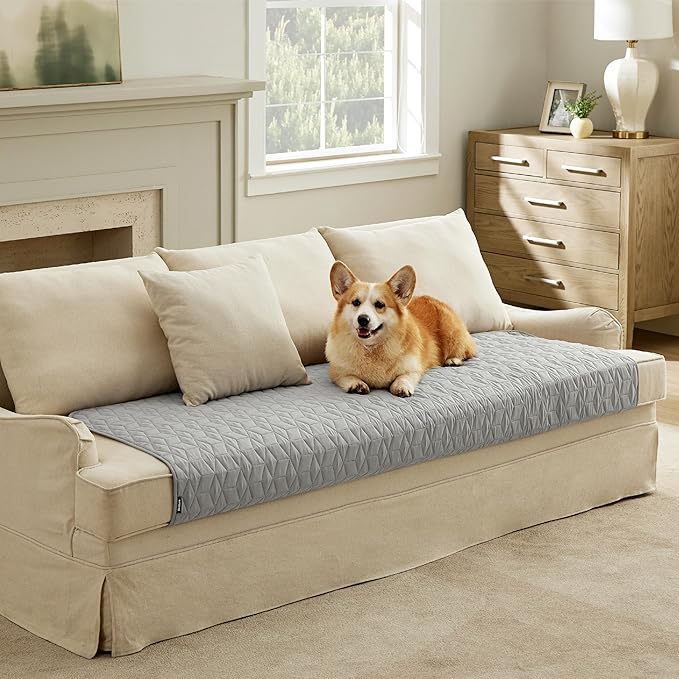Bedsure 100% Waterproof Couch Cover for Dogs Washable - Non Slip Waterproof Dog Blanket for Couch Sofa, Lightweight Furniture Protector Durable for Pet Cat Puppy with Non-Slip Bottom, Grey, 30x70IN