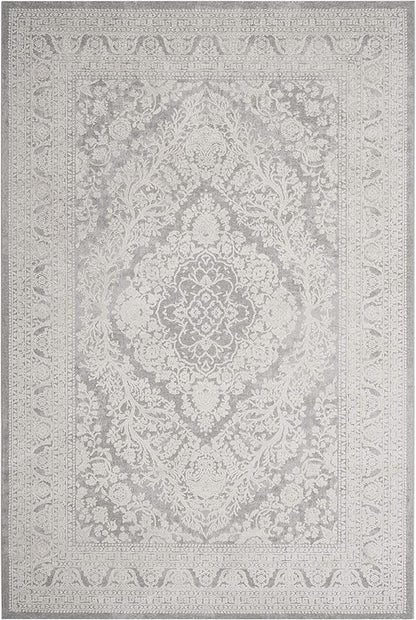 SAFAVIEH Area Rug 4x6 - Reflection Collection - Light Grey & Cream, Non-Shedding & Easy Cleaning, Ideal for Foyer, Living Room, Bedroom (RFT668G)
