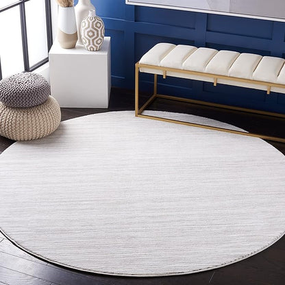 SAFAVIEH Vision Collection Area Rug - 8' Round, Ivory & Grey, Modern Ombre Design, Non-Shedding & Easy to Clean, Ideal for Living Room, Bedroom, Dining Space (VSN606K)